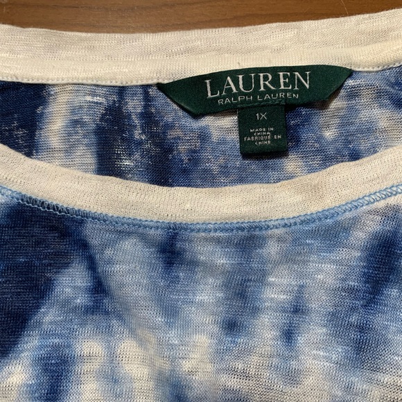 Lauren Ralph Lauren Blue Tie-Dye Linen Top - Picture 9 of 9